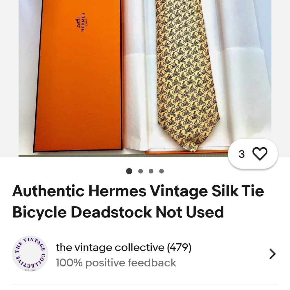 Hermes Orange Tie with Black Laces - Picture 4 of 4